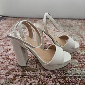 Windsor Elegant White Block Heels